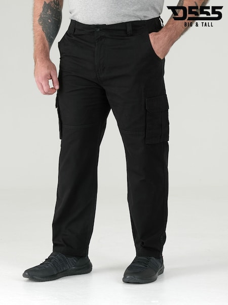 D555 Black ROBERT Peached And Washed Cotton Cargo Trousers (V17587) | €57