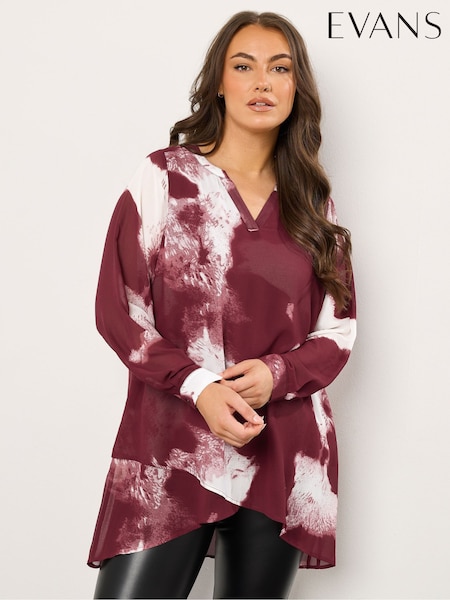 Evans Red Smudge Print Double Layer Blouse (V17809) | R$ 385