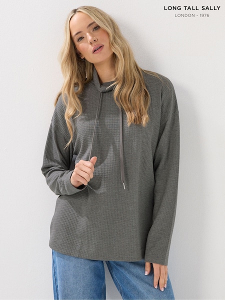 Long Tall Sally Grey Marl Waffle Cowl Neck Lounge Top (V17834) | €35