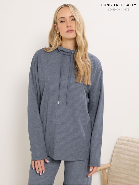 Long Tall Sally Blue Marl Waffle Cowl Neck Lounge Top (V17844) | AED163