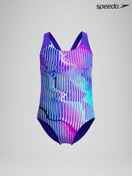 Speedo Blue Girls Digital Allover Splashback Swimsuit (V17896) | €33
