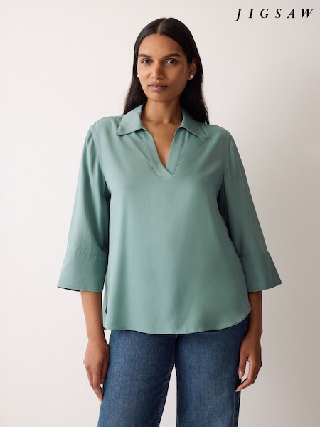 Jigsaw Blue Viscose Twill Top (V17999) | AED728