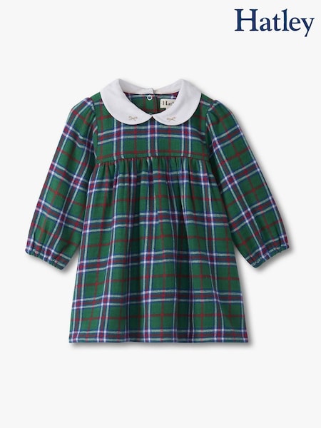 Hatley Green Holiday Plaid Puff Sleeve Pinafore Dress (V18055) | AED198