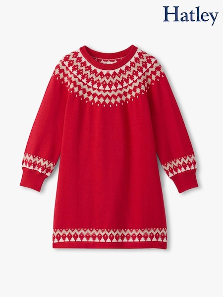 Hatley Red Holiday Fair Isle Swing Jumper Dress (V18058) | €43