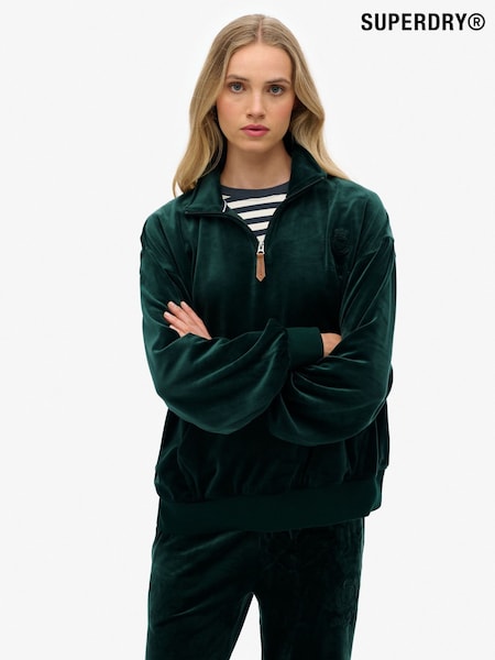 Superdry Green Country Club Velour Half Zip Sweat top (V18487) | €84