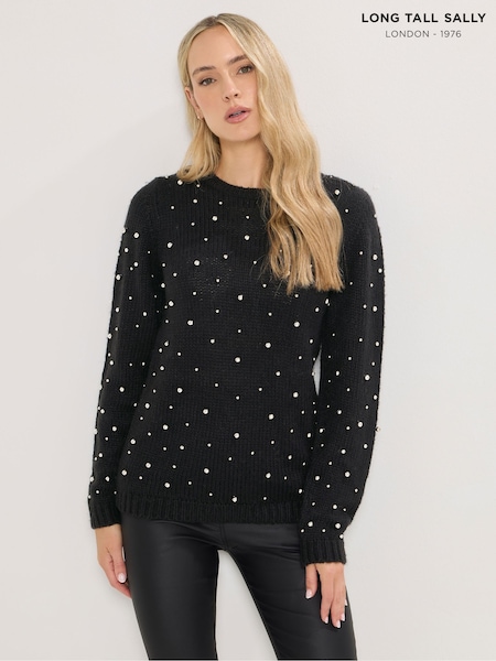 Long Tall Sally Black Studded Detail Jumper (V18521) | R$ 385
