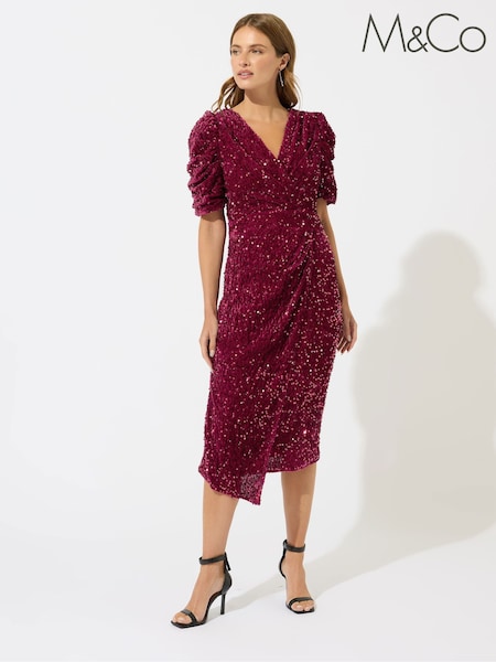 M&Co Sequin Velvet Wrap Dress (V18535) | € 71