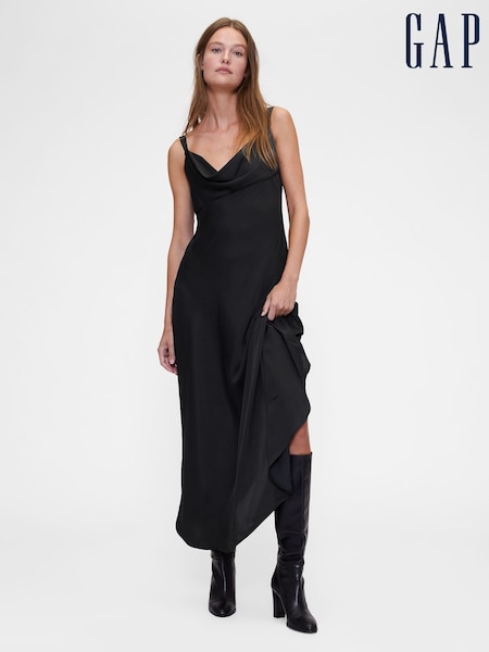 Gap GapStudio Black Satin Slip Maxi Dress (V18632) | €177