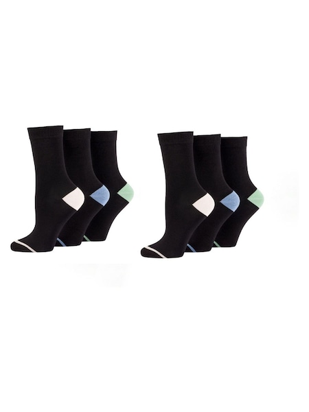Glenmuir Black Contrast Heel & Toe Socks Multi Pack (V18633) | R$ 160