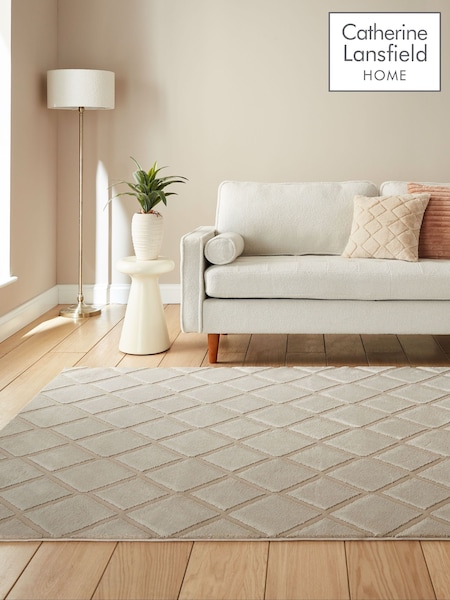 Catherine Lansfield Natural Cosy Diamond Washable Rug (V18676) | €81 - €238