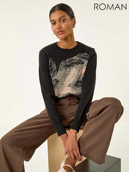 Roman Black Jacquard Hotfix Knit Jumper (V18726) | €56