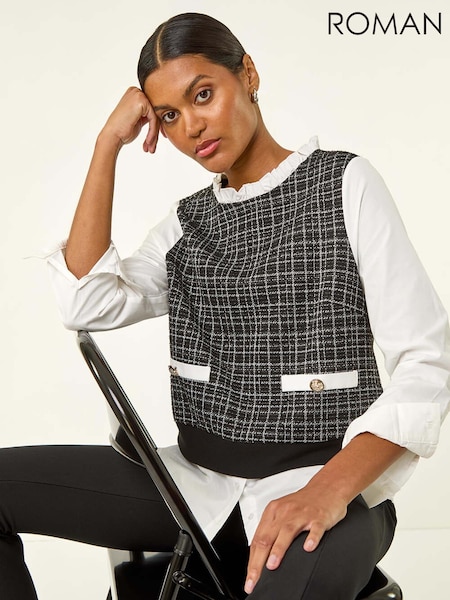 Roman Black Boucle Top & Shirt (V18737) | €51
