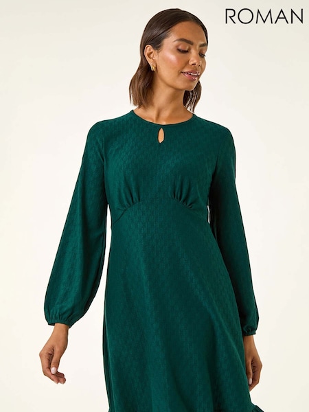 Roman Green Textured Spot Keyhole Dress (V18745) | €60