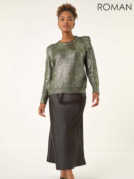 Roman Green Metallic Crew Neck Knit Jumper (V18756) | €63