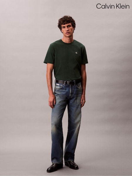 Calvin Klein Green Embroidered Monogram Logo Relaxed T-Shirt (V18787) | €64