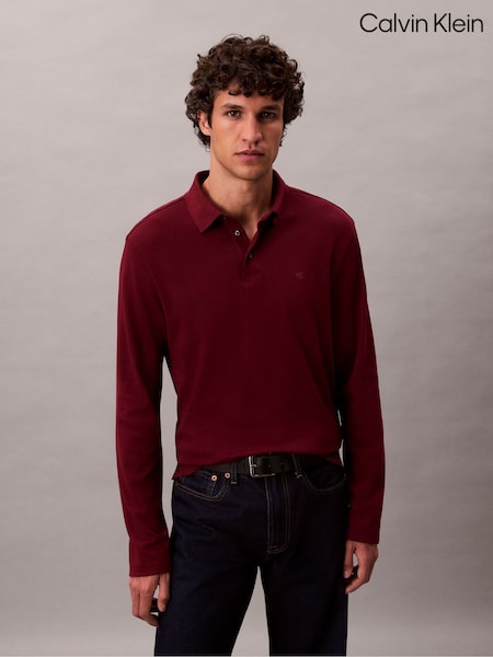 Calvin Klein Red Long Sleeve Polo Shirt (V18801) | R$ 840