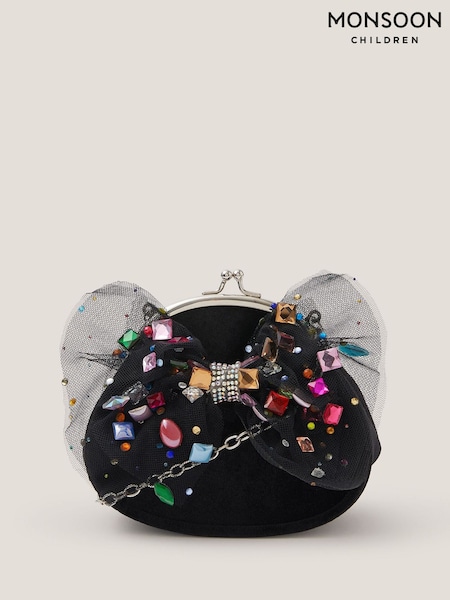Monsoon Black Bejewelled Bow Clip Frame Bag (V18814) | €21.50