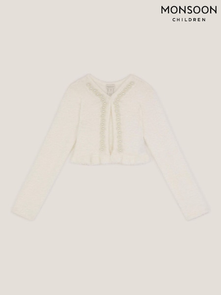 Monsoon White Pearl Fuzzy Cardigan (V18995) | €37 - €42