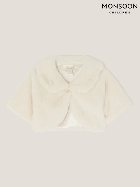 Monsoon Cream Faux Fur Collared Shrug (V19003) | €42 - €48