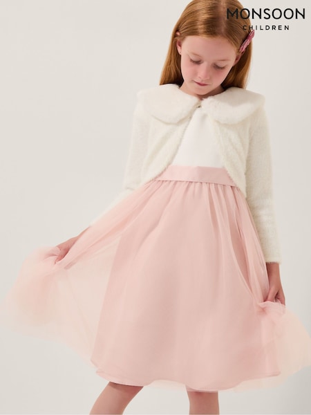 Monsoon Cream Detachable Collar Fuzzy Cardigan (V19004) | 139 QAR - 158 QAR