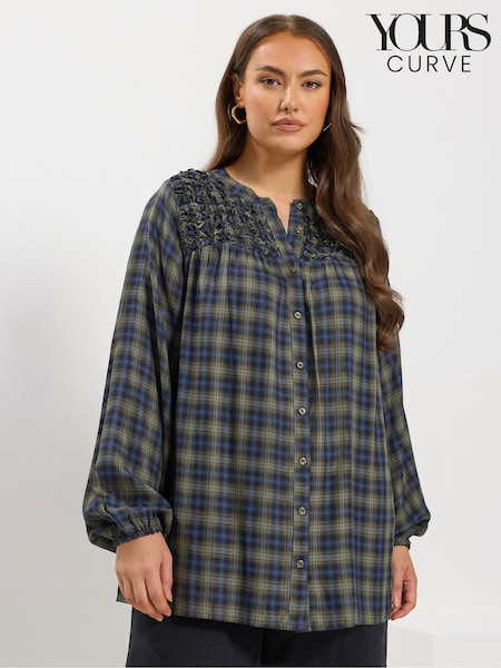 Yours Curve Shirred Panel Check Blouse (V19201) | 44 €