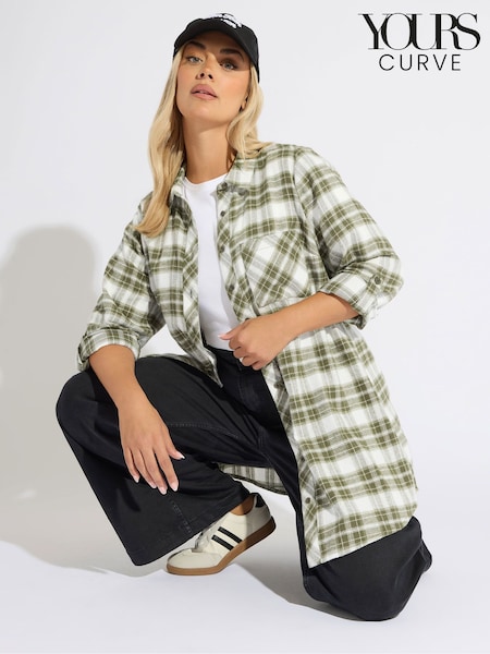 Yours Curve Green Boyfriend Check Shirt (V19205) | €36