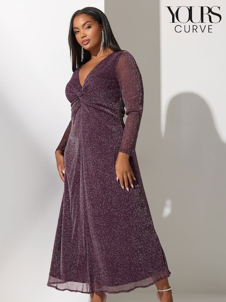 Yours Curve Red London Metallic Twist Front Maxi Dress (V19219) | €70