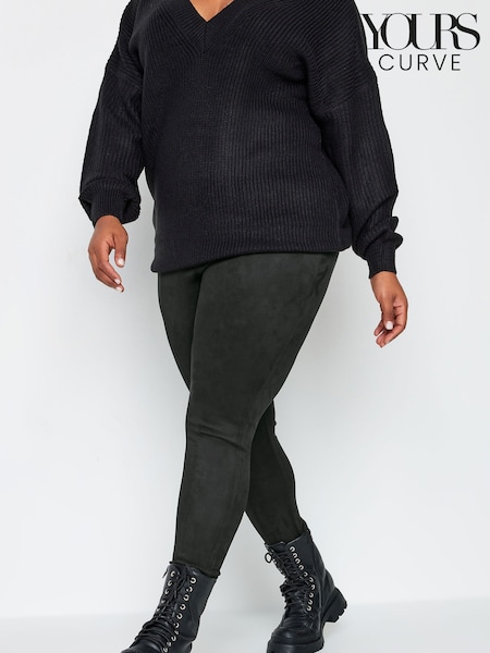 Yours Curve Black Suedette Leggings (V19230) | €35