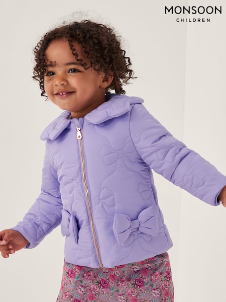 Monsoon Purple Baby Bow Quilted Puffer Jacket (V19280) | €60 - €65