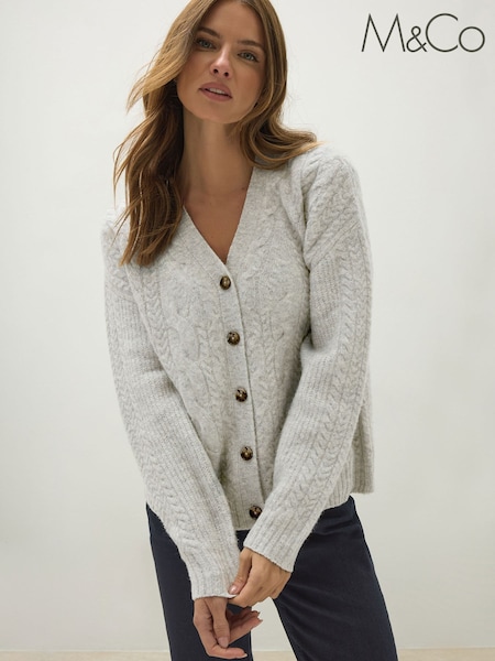 M&Co Grey Short Cable Cardigan (V19287) | €45