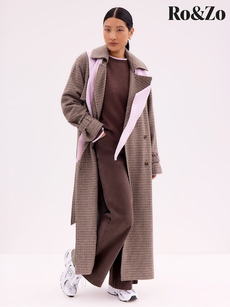 Ro&Zo Brown Check Trench Belted Coat (V19314) | R$ 2.460