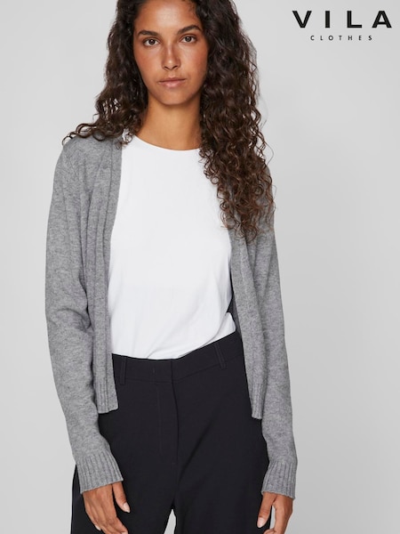 VILA Grey Long Sleeve Cropped Lightweight Cardigan (V19356) | €45