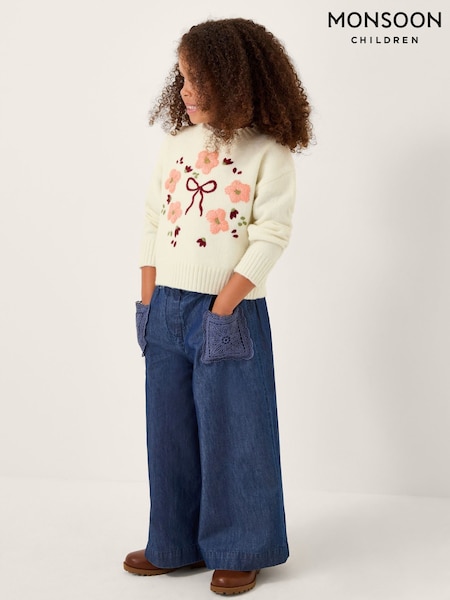 Monsoon Cream Floral Embroidered Jumper (V19397) | €42 - €48