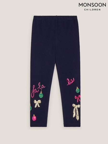 Monsoon Blue Christmas Sequin Leggings (V19413) | AED114 - AED142