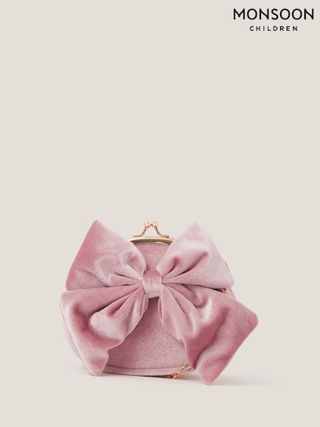 Monsoon Pink Velvet Bow Clip Frame Bag (V19426) | €21