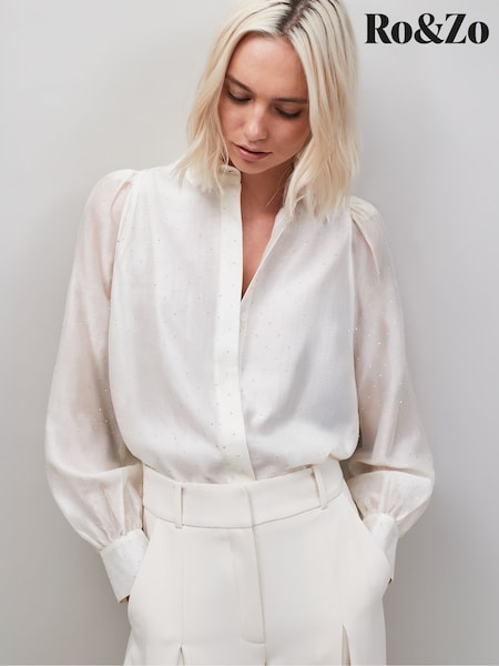 Ro&Zo White Mini Diamante Shirt (V19539) | €126