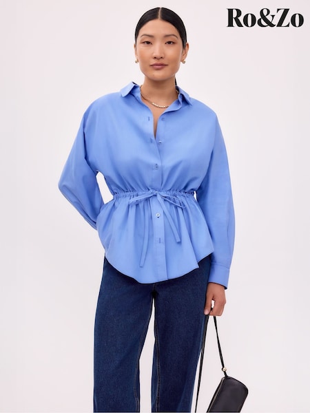 Ro&Zo Blue Gathered Waist Shirt (V19547) | 391 QAR