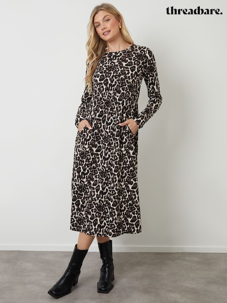 Threadbare Long Sleeve Jersey Midi Dress (V19564) | R$ 325