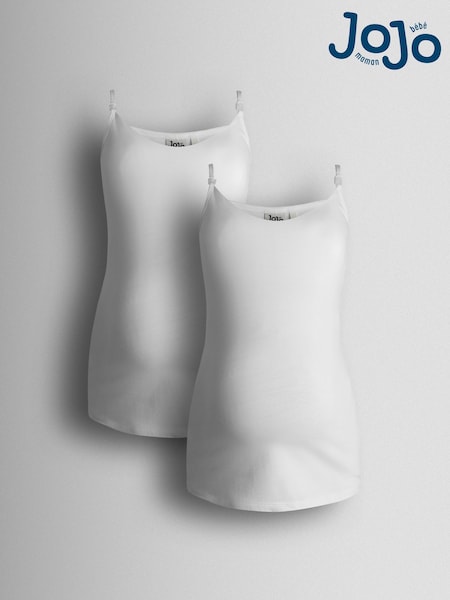 JoJo Maman Bébé Pure White 2-Pack Maternity And Nursing Vest Tops (V19574) | AED175