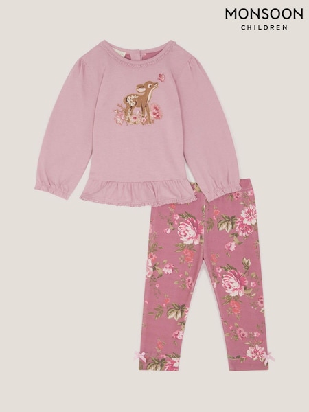 Monsoon Pink Baby Felicity Floral Top & Leggings Set (V20000) | €37 - €42