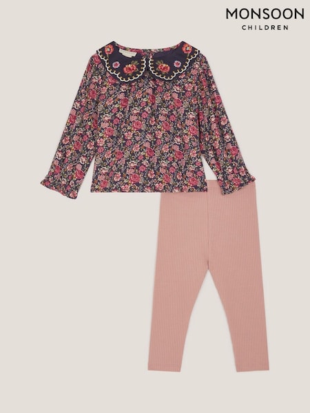 Monsoon Blue Baby Floral Blouse & Leggings Set (V20011) | €40 - €45