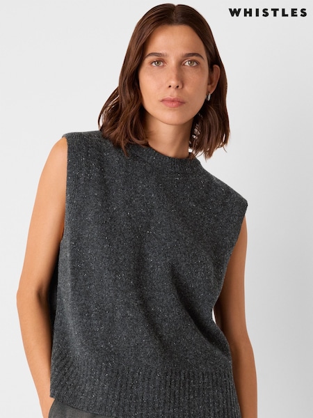 Whistles Grey Wool Fleck Sleeveless Tank (V20014) | R$ 880