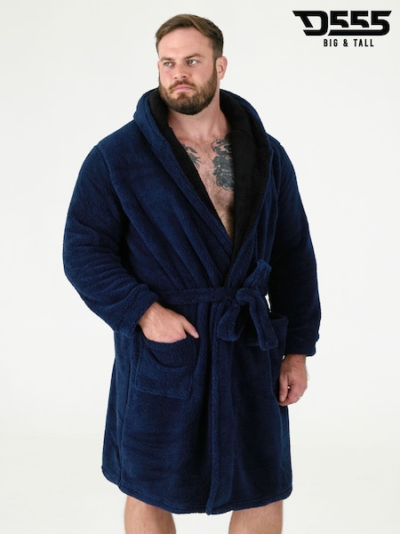 D555 Blue Newquay 2 Supersoft Dressing Gown With Hood (V20089) | €67