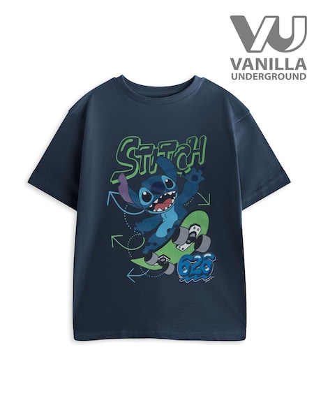 Vanilla Underground Blue Disney Stitch Skateboard Short Sleeved T-Shirt (V20141) | €17.50
