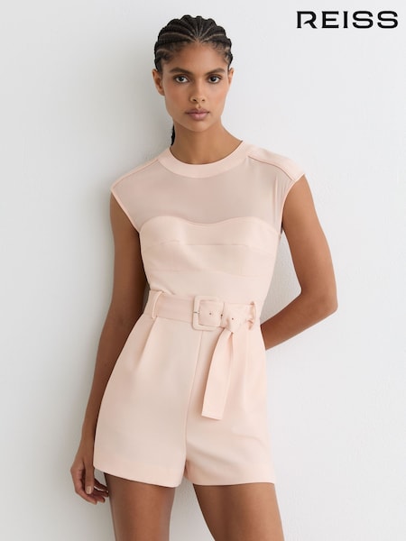 Reiss Pale Pink Ora Playsuit (V20362) | AED1,426