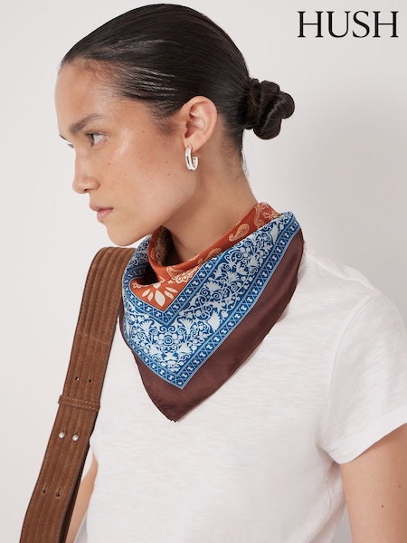 Hush Brown Lightweight Printed Triangle Scarf (V20433) | 173 QAR