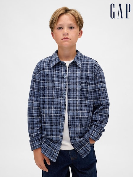 Gap Blue Knit Jersey Check Shirt (4-13yrs) (4-13yrs) (V20526) | €32