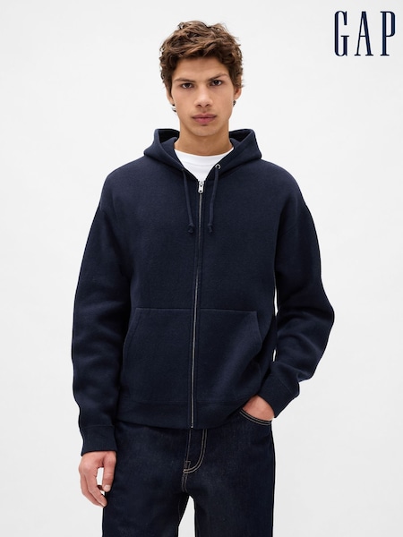 Gap Navy Blue Heavyweight CashSoft Zip Jumper Hoodie (V20567) | €134