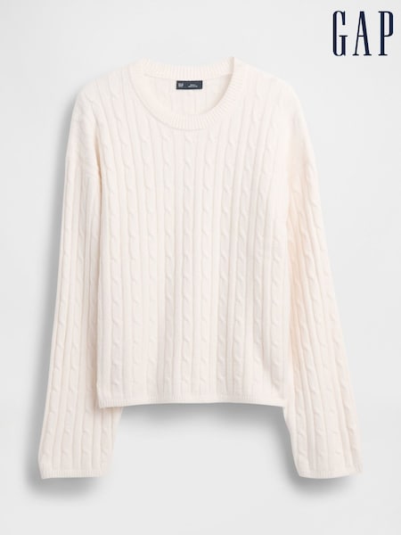 Gap White CashSoft Oversized Cable-Knit Crew neck Jumper (V20631) | €71