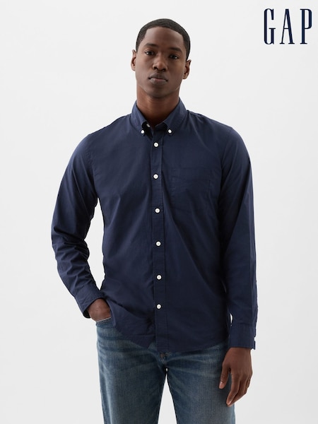 Tumši zils - Regular Gap Stretch Poplin Shirt In Standard Fit